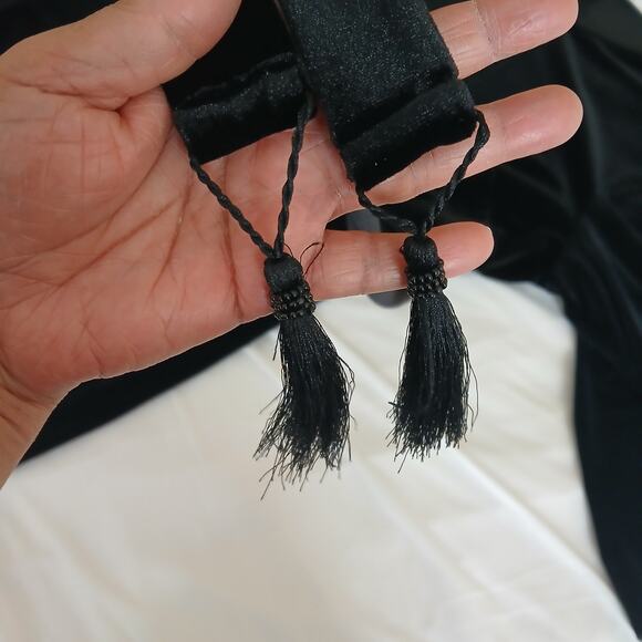 J. Jill Women’s 4X Velvet Wrap Dress Black Midi Tassel Tie Waist - Picture 7 of 16